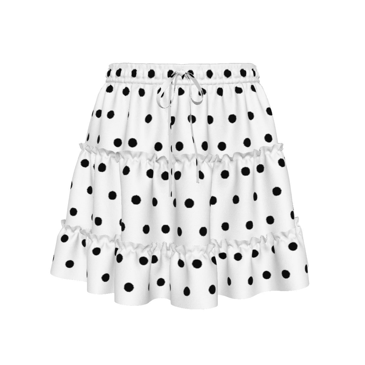 Kawaii fashion Fairy kei Yume kawaii Harajuku style Japanese street fashion Jfashion J fashion Cutecore Cutie Polka Dots Waist Tie Tiered Ruffle Mini Skirt (White & Black)
