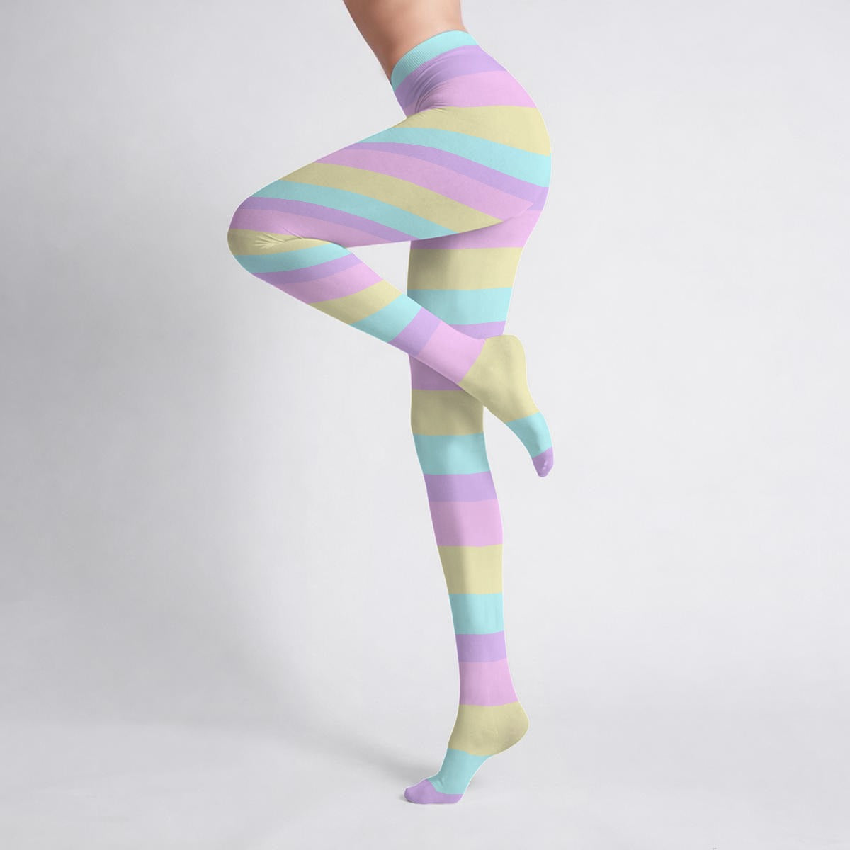 Pastel Stripes Stretchy Tights (Color Block)