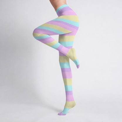 Pastel Stripes Stretchy Tights (Color Block)
