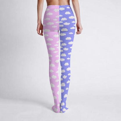Dreamy Clouds Stretchy Tights (Periwinkle x Taffy Pink)