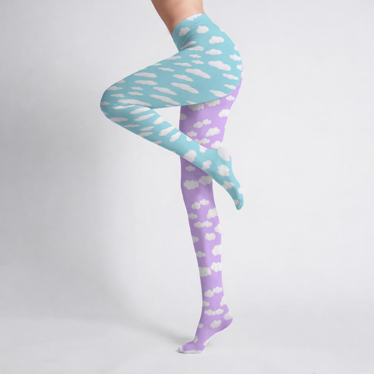 Dreamy Clouds Stretchy Tights (Lilac x Sky Blue)