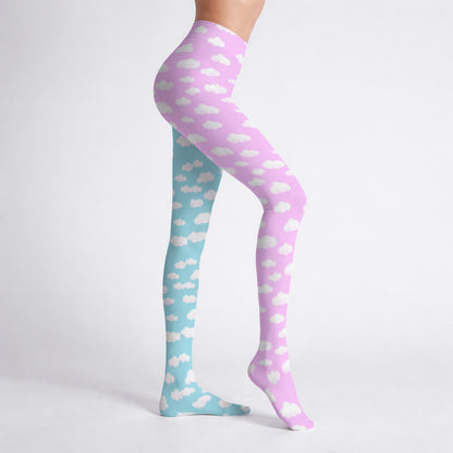 Dreamy Clouds Stretchy Tights (Taffy Pink x Sky Blue)