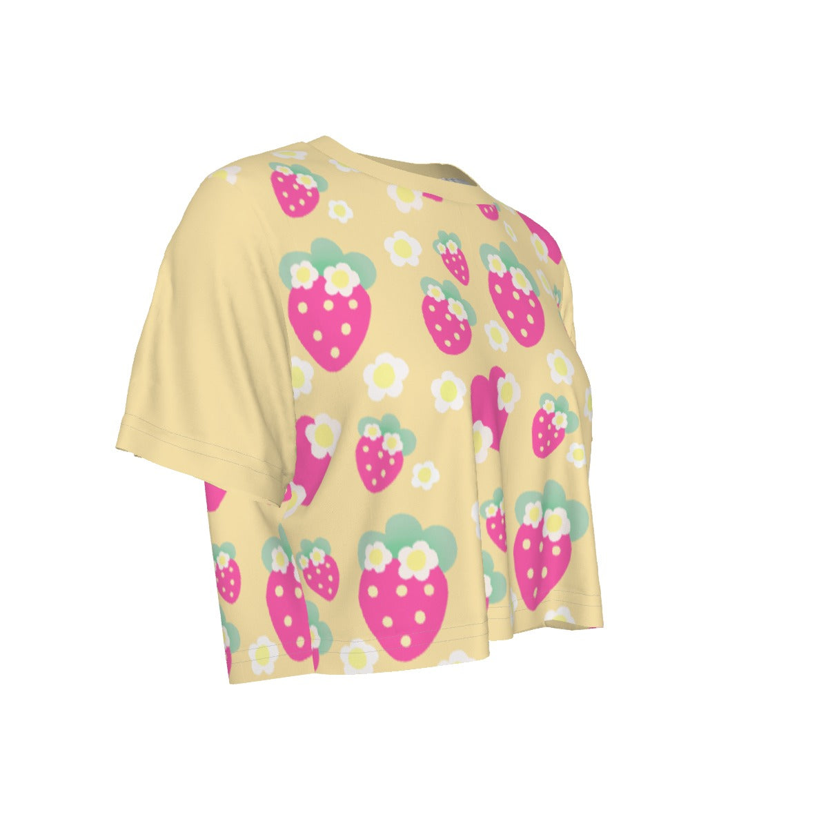 Strawberry Cutie Crop Top T-Shirt (Fruity Berry Yellow)