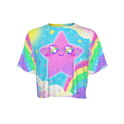 Rainbow Decora Star Crop Top T-Shirt