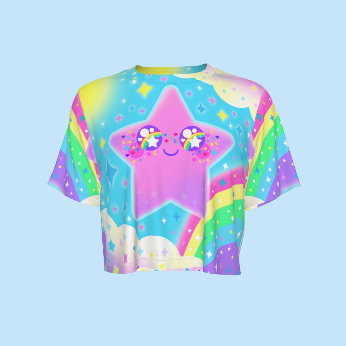 Rainbow Decora Star Crop Top T-Shirt