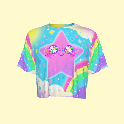 Rainbow Decora Star Crop Top T-Shirt