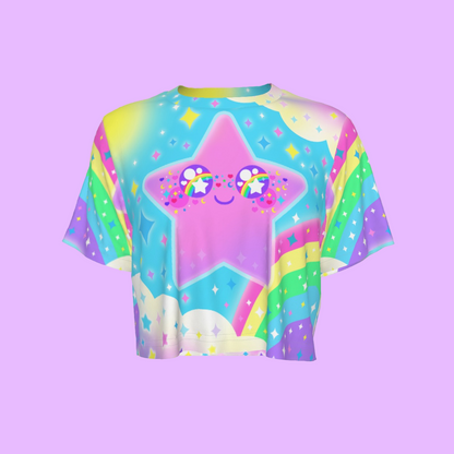 Rainbow Decora Star Crop Top T-Shirt