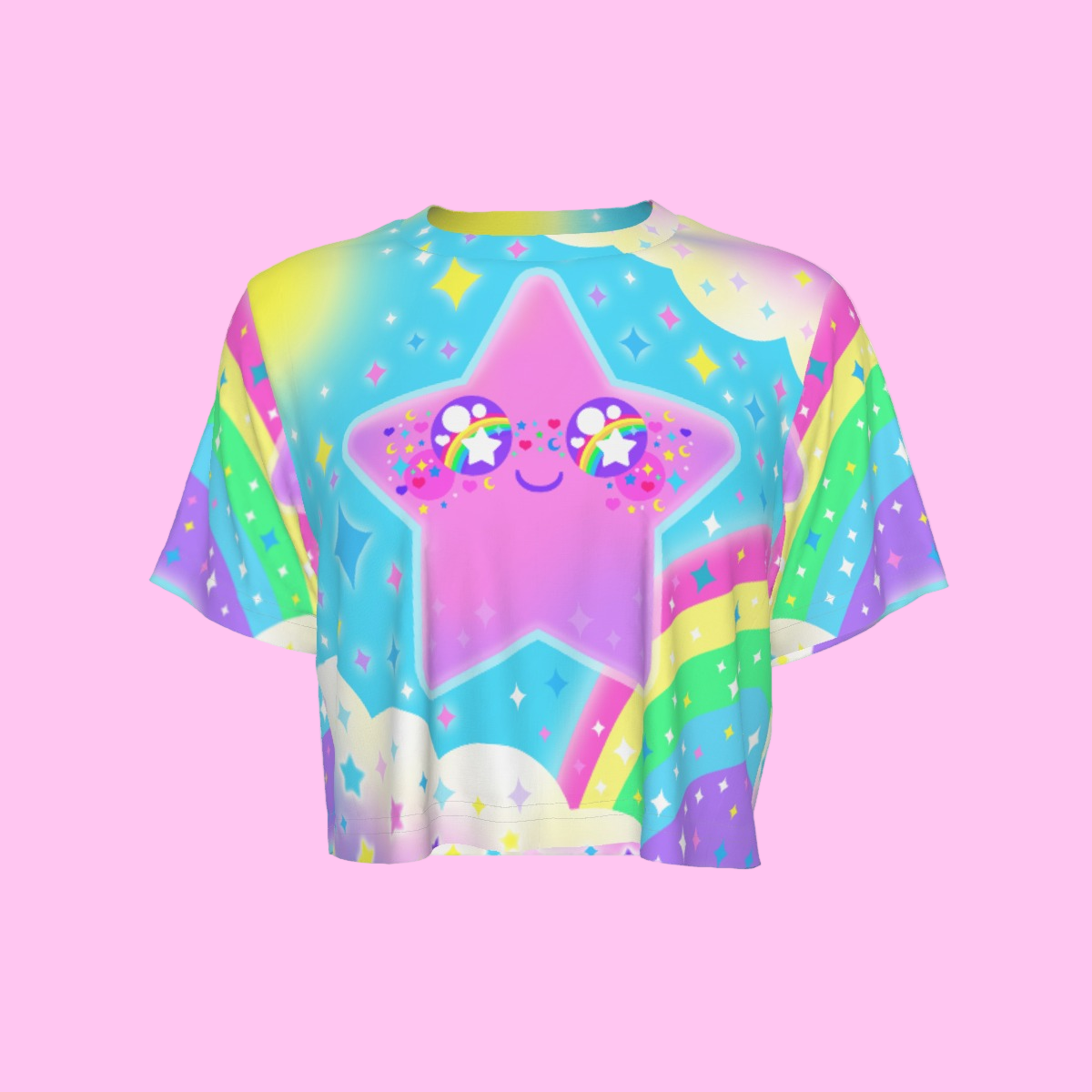 Rainbow Decora Star Crop Top T-Shirt
