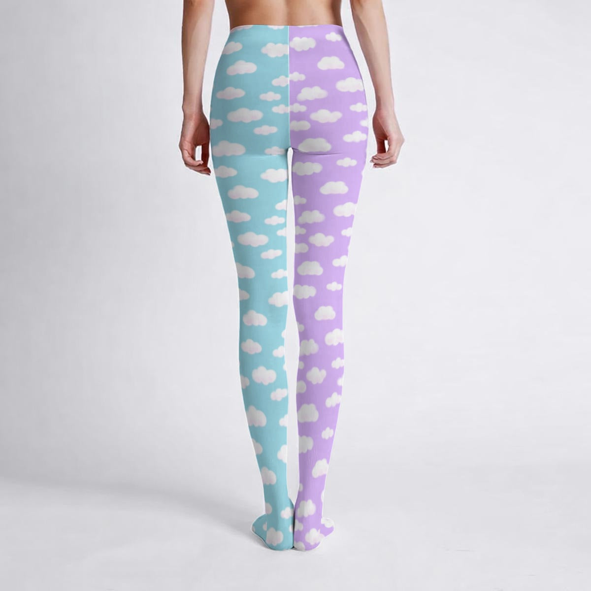 Dreamy Clouds Stretchy Tights (Lilac x Sky Blue)