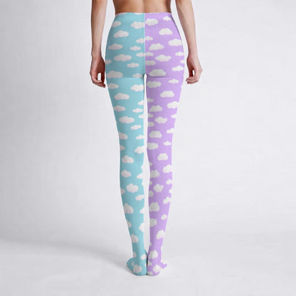 Dreamy Clouds Stretchy Tights (Lilac x Sky Blue)