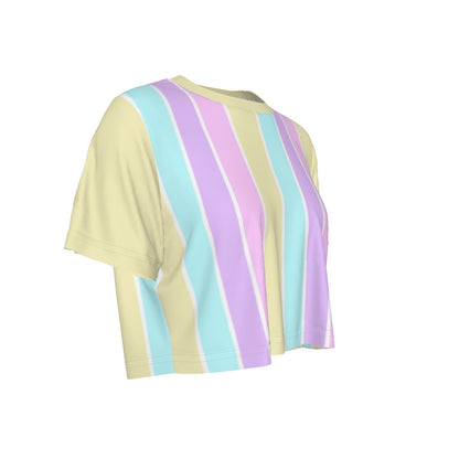 Pastel Stripes Yellow Crop Top T-Shirt