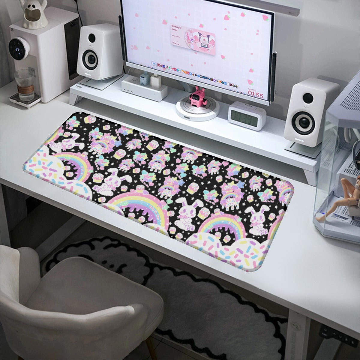kawaii gamming mouse pad rainbows candy sweets cupcake bunny desk mat cute cutecore