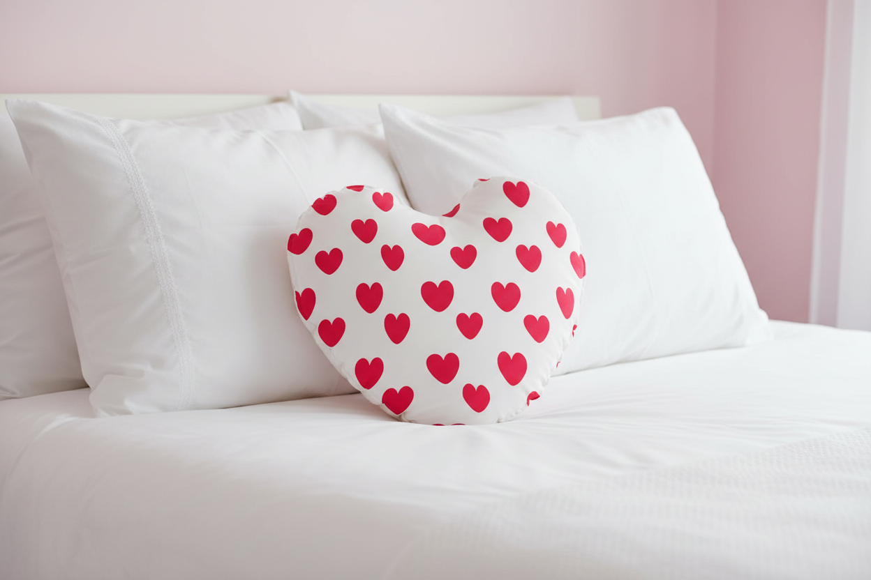 Sweet Love Hearts Heart Shaped Throw Pillow (Double Sided) (Red x White)