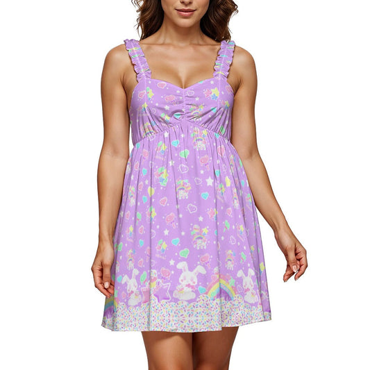 Kawaii fashion fairy kei yumekawaii purple chiffon dress decora kei harajuku