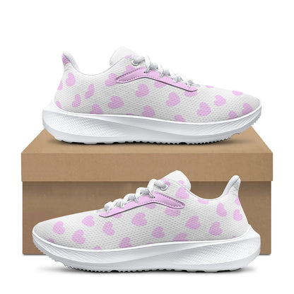 Sweet Love Hearts Women's Road Running Shoes (Pink x White)