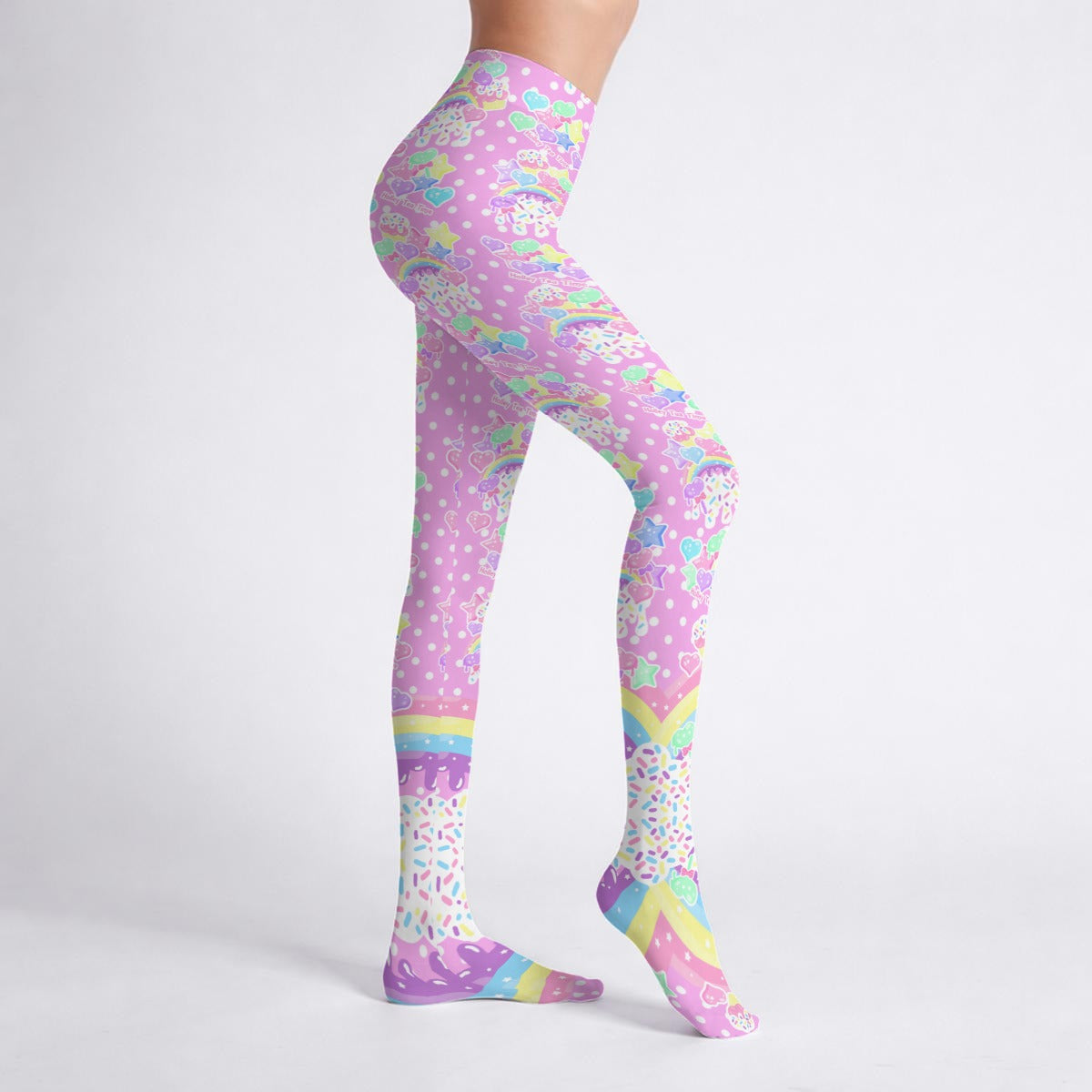 Rainbow Sweets Stretchy Tights (Cute Polka Dots Pink) – Holley Tea