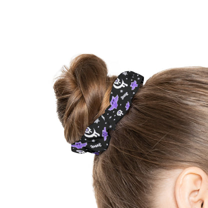 Milky Bat Night Satin Scrunchie (Black)