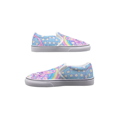 Magical Rainbow Easter Bunny Men's Slip On Canvas Sneaker Shoes