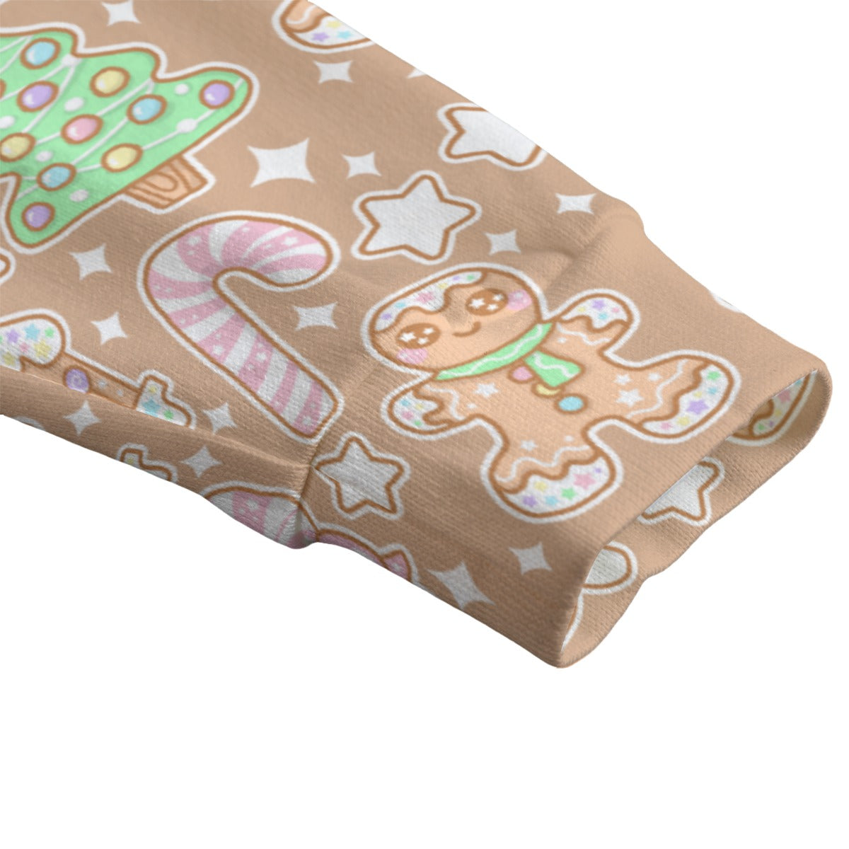 Kawaii Christmas Unisex V-Neck Knitted Fleece Button Up Cardigan With Pockets (Coffee Latte)