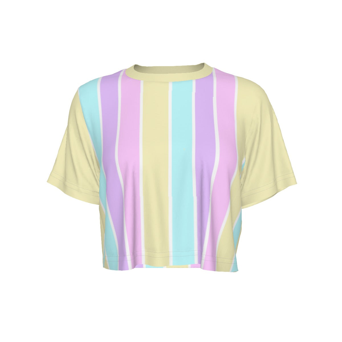 Pastel Stripes Yellow Crop Top T-Shirt