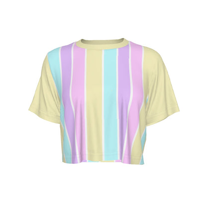 Pastel Stripes Yellow Crop Top T-Shirt