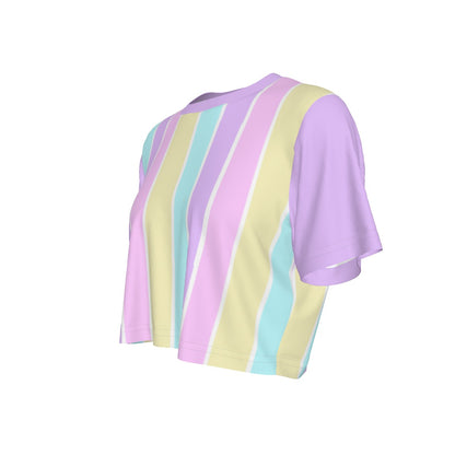 Pastel Stripes Purple Crop Top T-Shirt