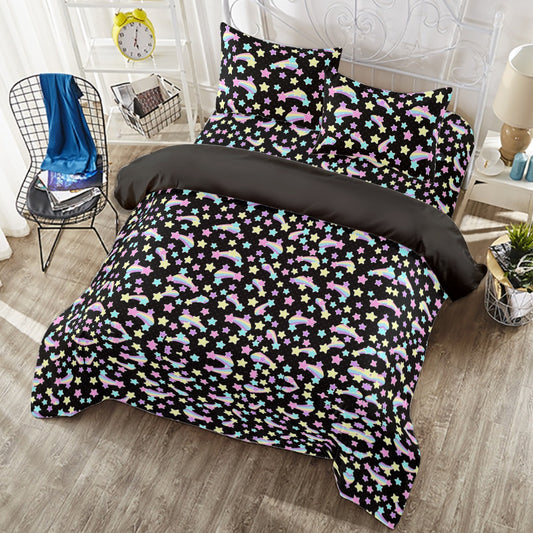 Starry Party Black Four Piece Duvet Cover & Bedding Set