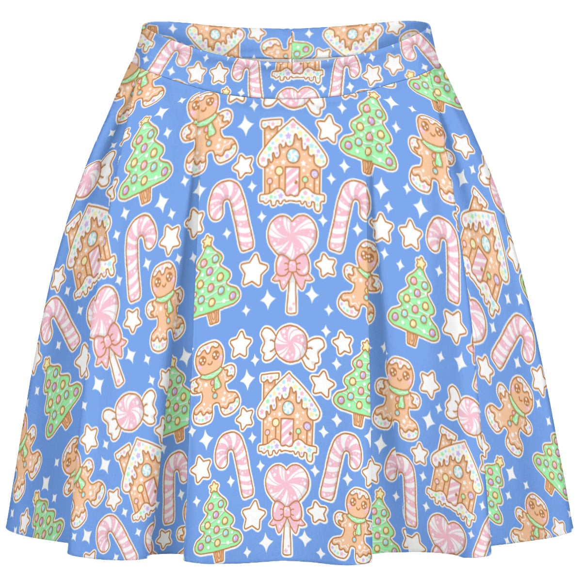 Kawaii Christmas Skater Skirt (Blueberry Candy)