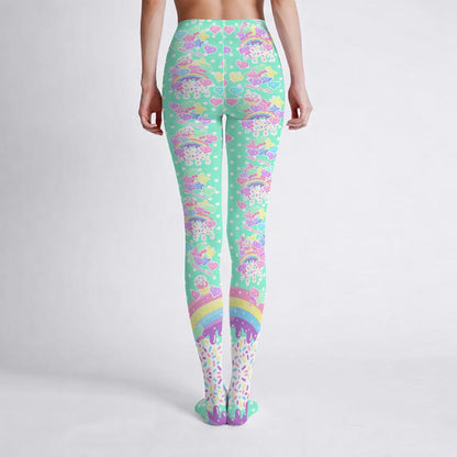 Rainbow Sweets Stretchy Tights (Cute Polka Dots Mint)