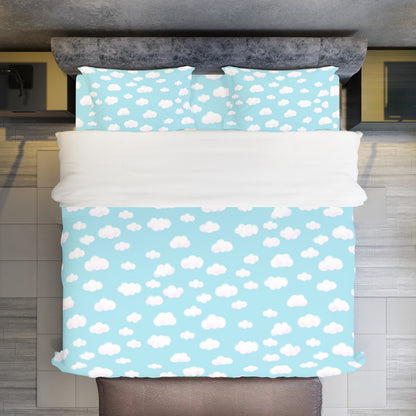 Dreamy Clouds Four Piece Duvet Cover & Bedding Set (Sky Blue)