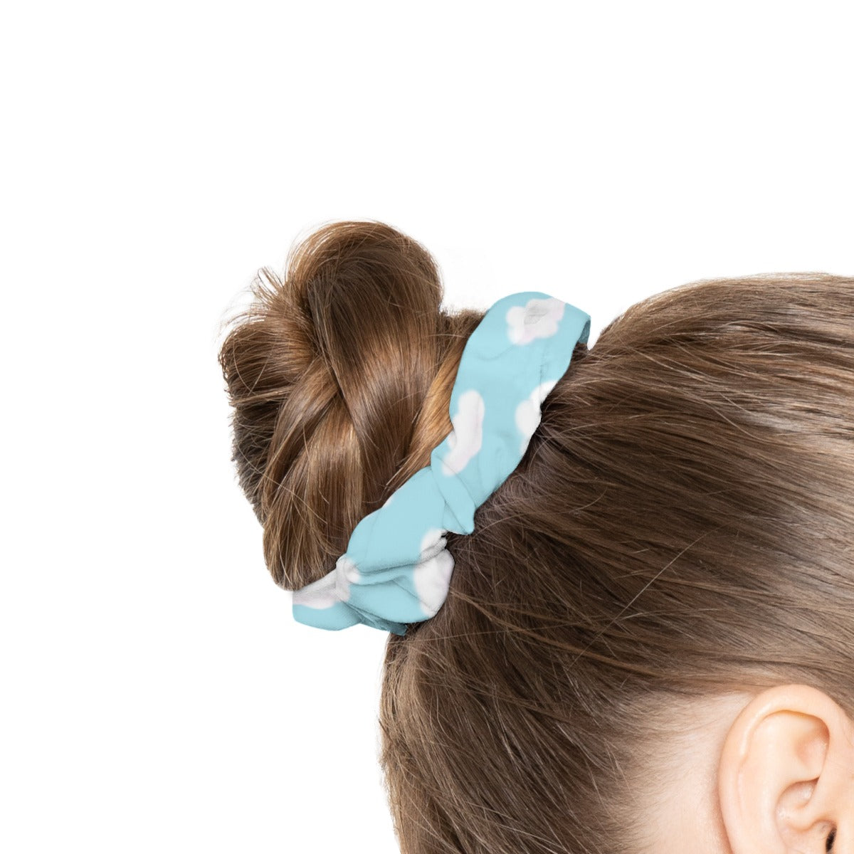 Dreamy Clouds Satin Scrunchie (Sky Blue)