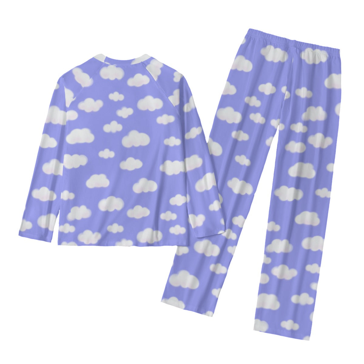 Dreamy Clouds Women's Raglan Long Sleeve Top With Wide Ankle Pants Pajamas Set (Periwinkle)