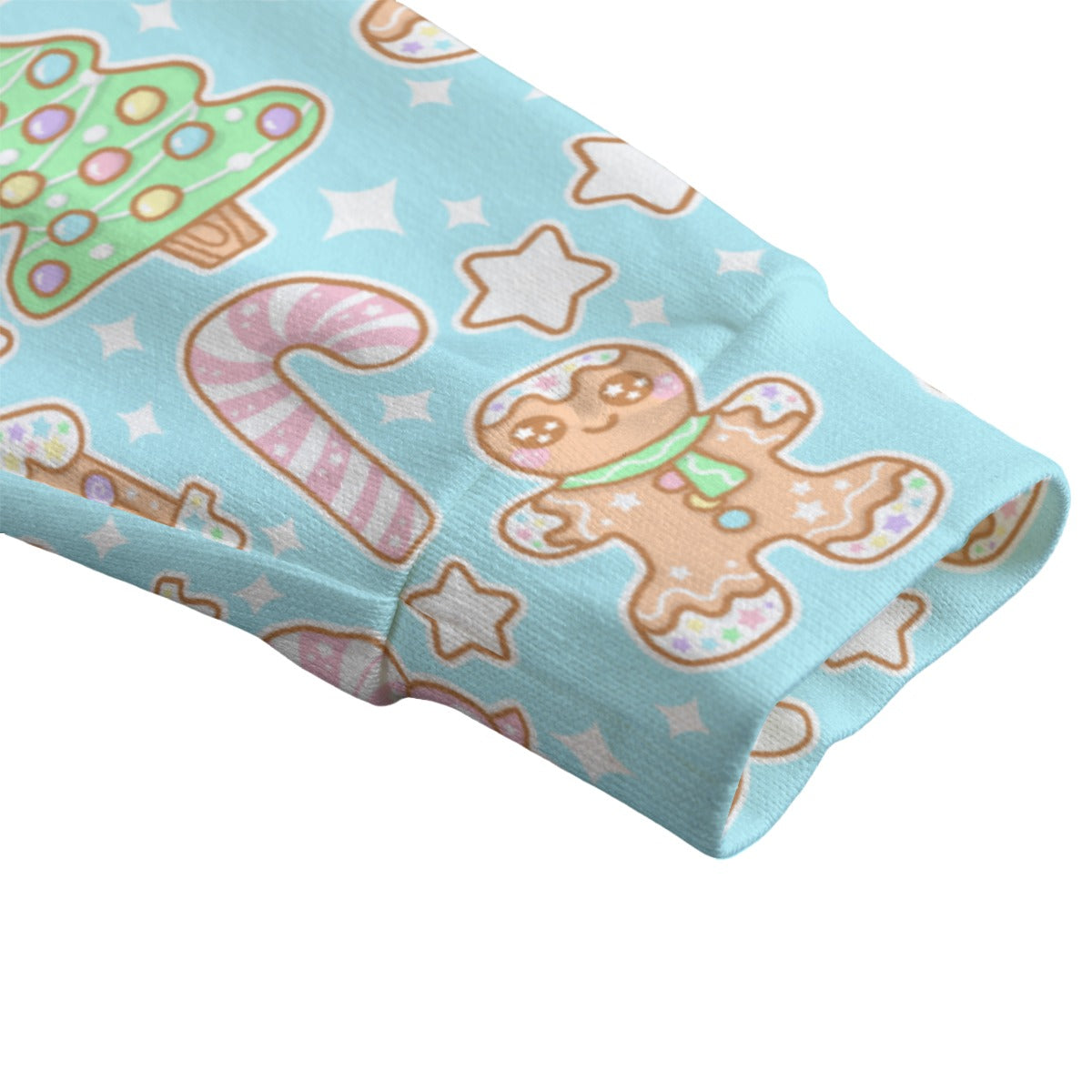 Kawaii Christmas Unisex V-Neck Knitted Fleece Button Up Cardigan With Pockets (Blue Cotton Candy)