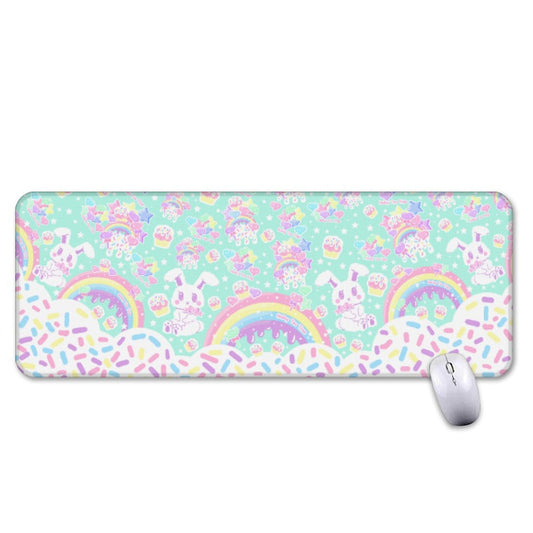 kawaii gamming mouse pad rainbows candy sweets cupcake bunny desk mat cute cutecore