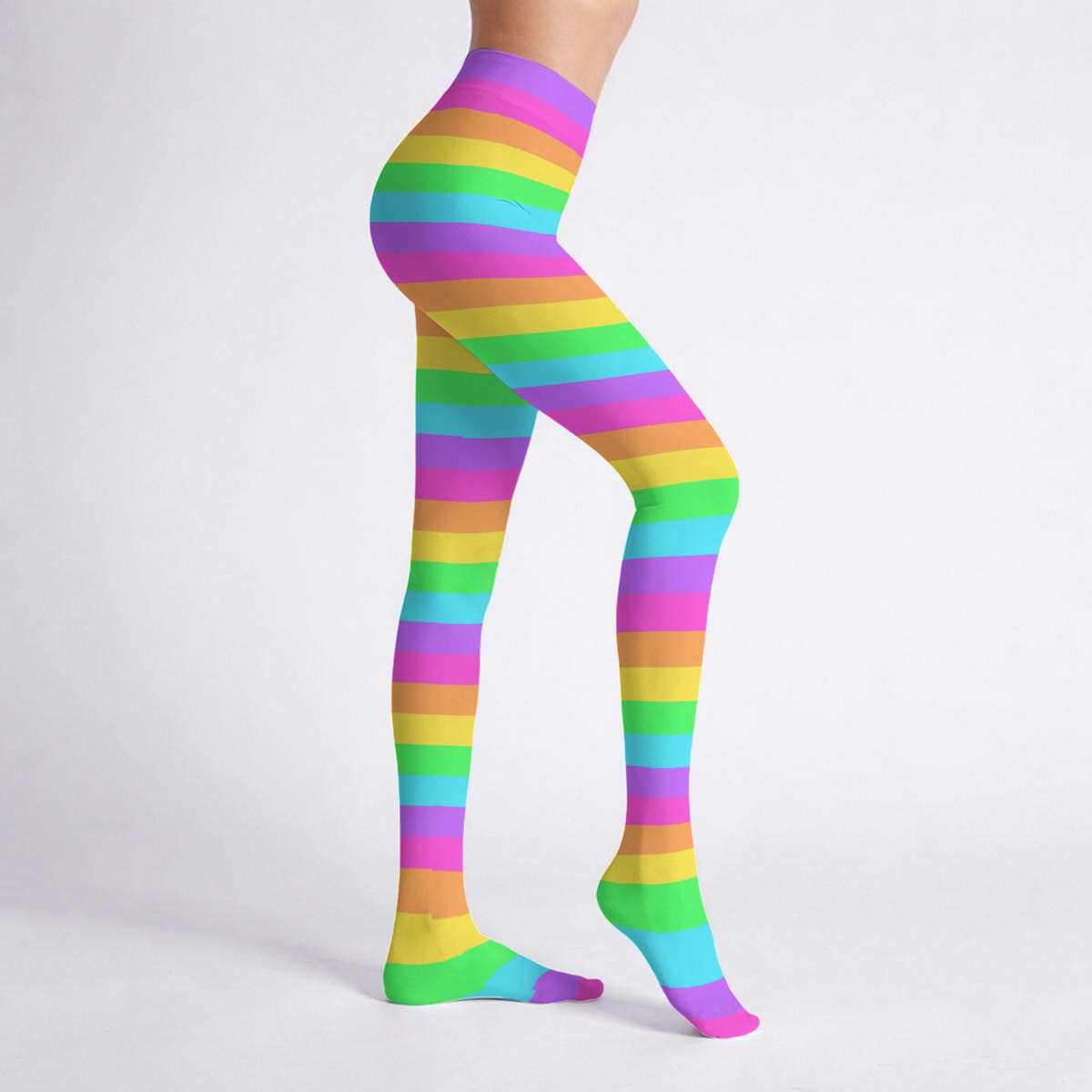 Rainbow Wonderland Stretchy Tights (Color Block Stripes)