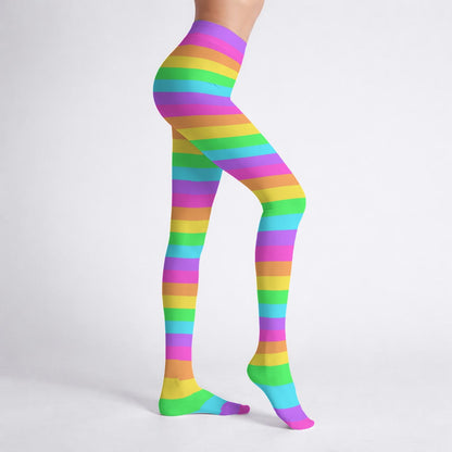 Rainbow Wonderland Stretchy Tights (Color Block Stripes)