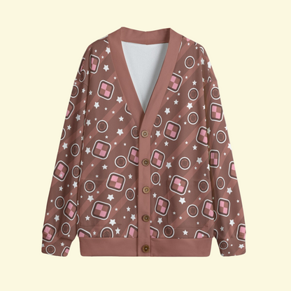 Kawaii Cookies Unisex V-Neck Knitted Fleece Button Up Cardigan With Pockets (A Batch Of Cookies)