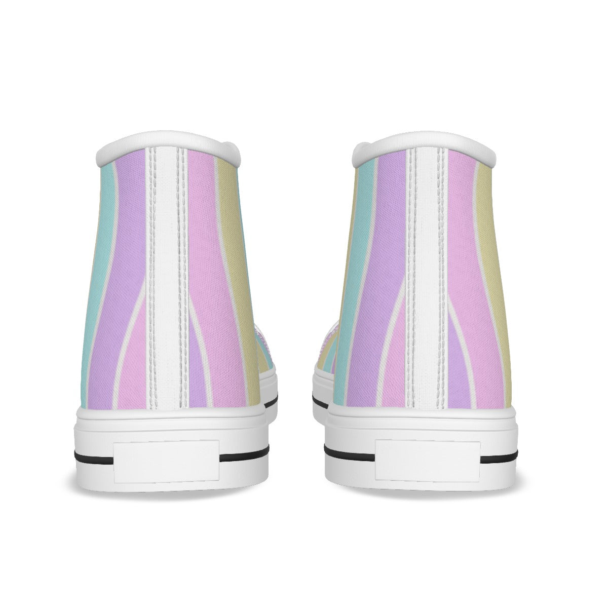 Pastel Stripes Women's High Top Cutie Canvas Shoes