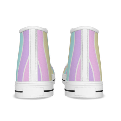 Pastel Stripes Women's High Top Cutie Canvas Shoes