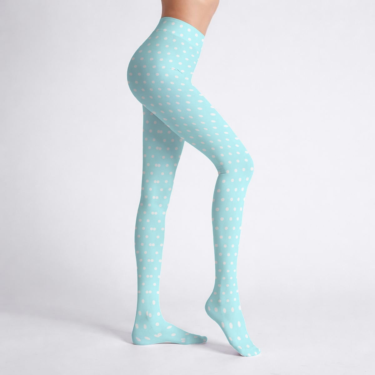 Cute Polka Dots Stretchy Tights (Blue)