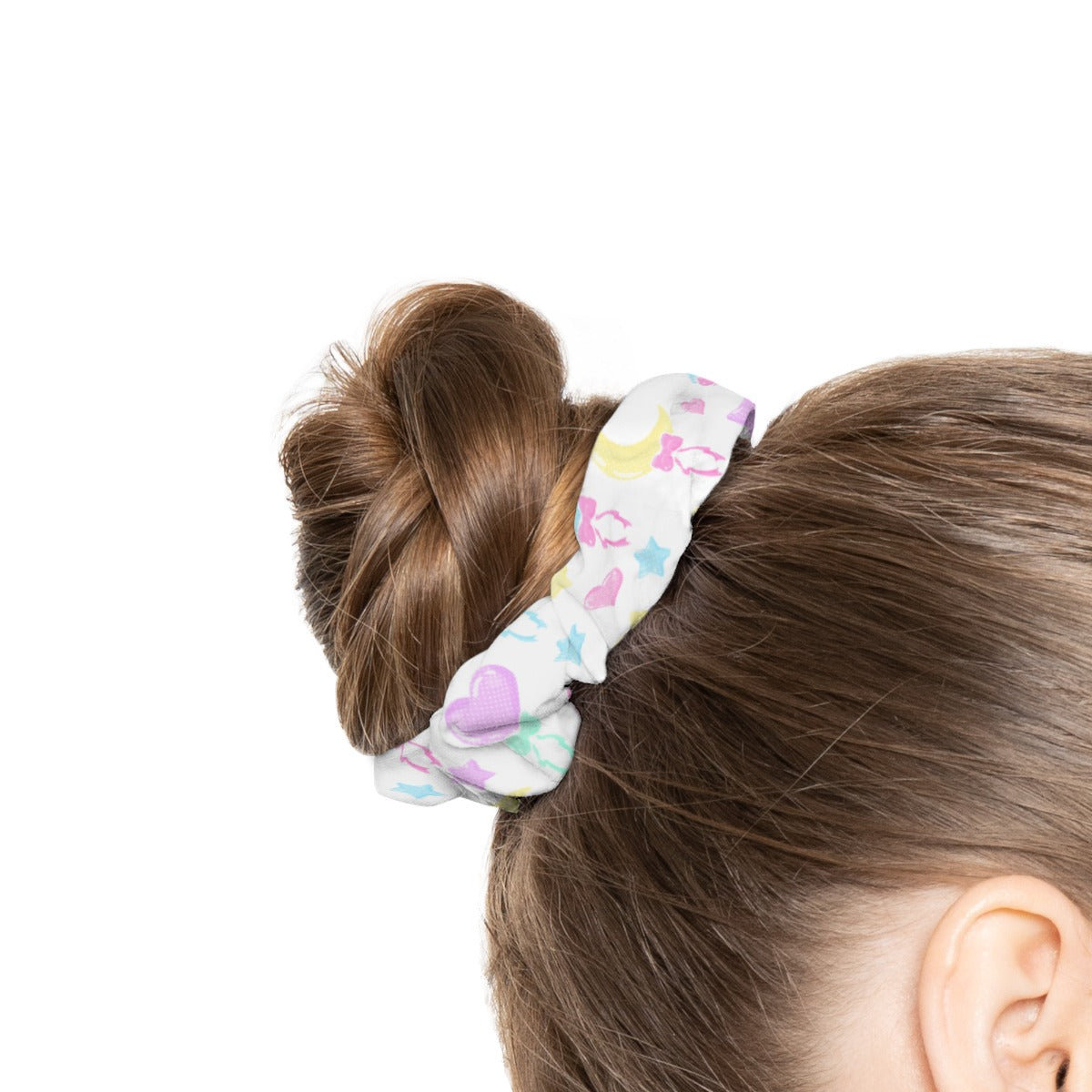 Pastel Party Satin Scrunchie (White)