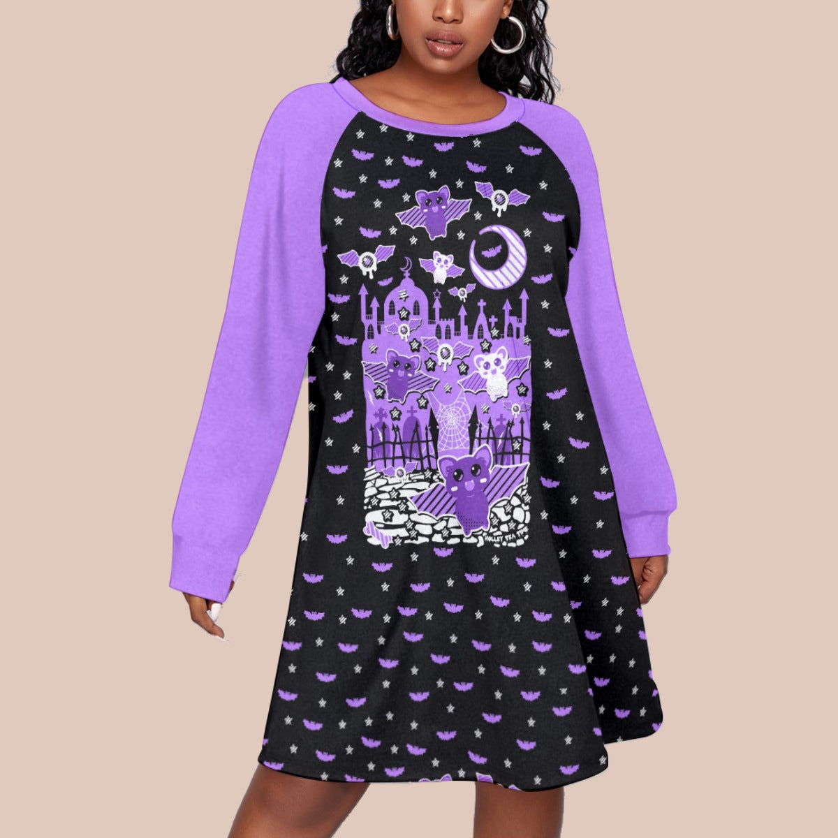 Spooky Bats Women's Raglan Sleeve Dress