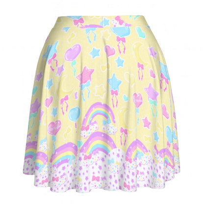 Pastel Party Yellow Skater Skirt