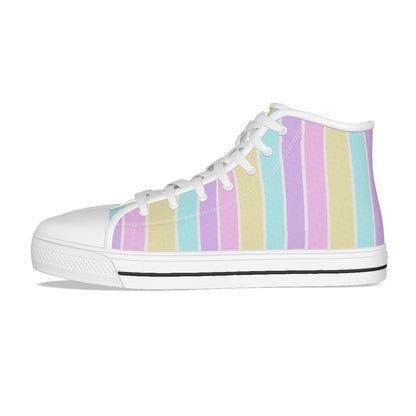 Pastel Stripes Women's High Top Cutie Canvas Shoes