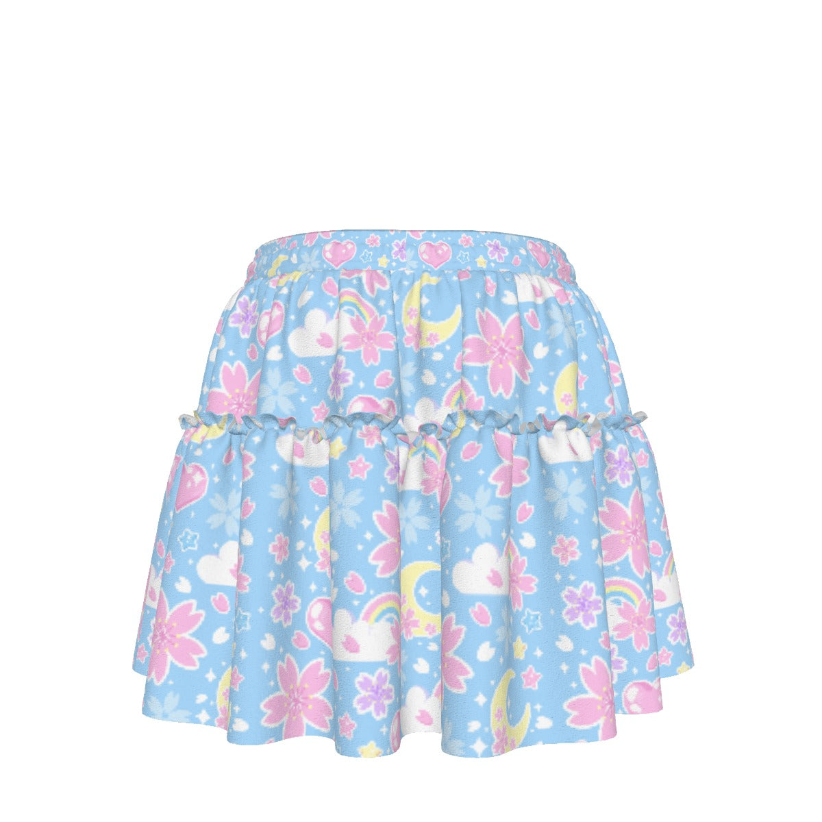 Cherry Blossom Dreams Blue Waist Tie Ruffle Mini Skirt