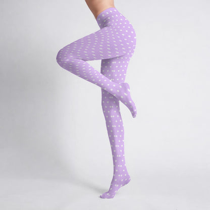 Cute Polka Dots Stretchy Tights (Purple)