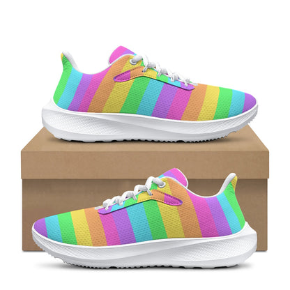 Rainbow Wonderland Women's Running Shoes (Color Block Stripes)