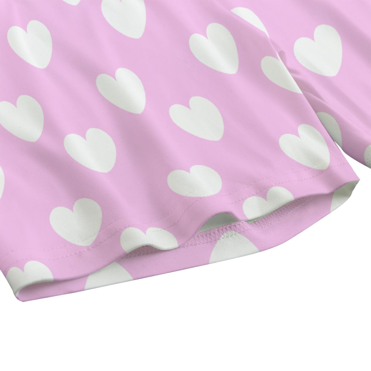 Sweet Love Hearts Women's Crop Top & Yoga Shorts Set (White x Pink)