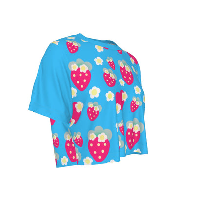 Strawberry Cutie Crop Top T-Shirt (Soda Pop Fruity Berry Blue)