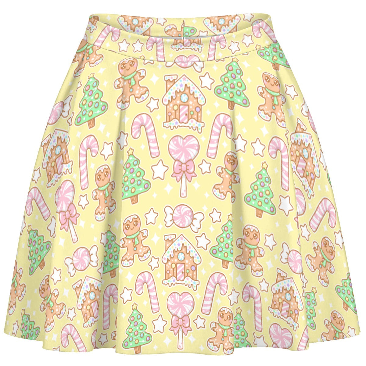 Kawaii Christmas Skater Skirt (Vanilla Cream)